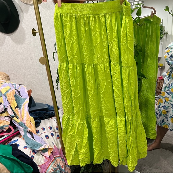 Bright Yellow tiered ELOQUII maxi skirt - Picture 2 of 6